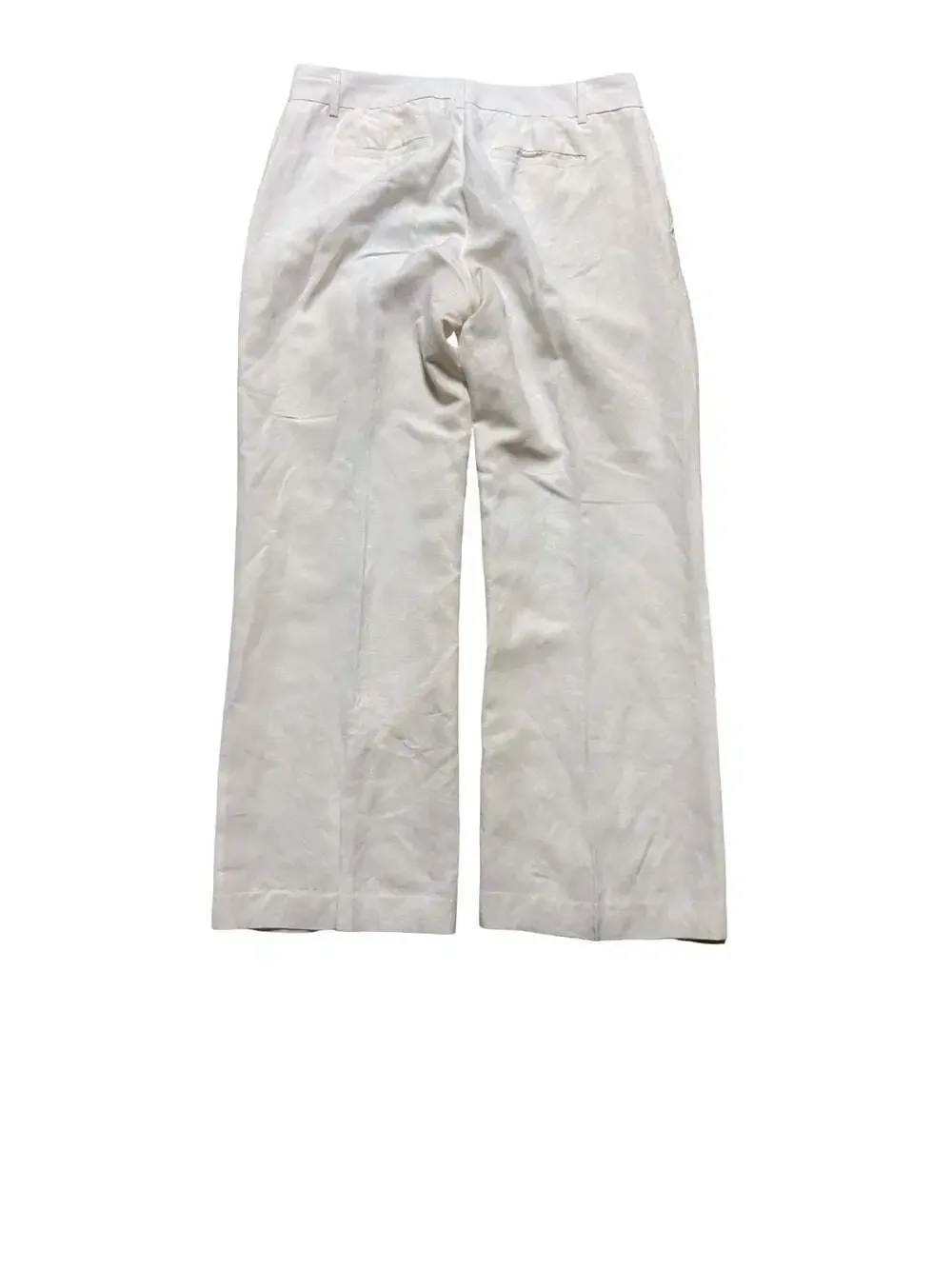 Banana Republic Women’s White Solid Flat Front Linen Blend Dress Pants Size 10